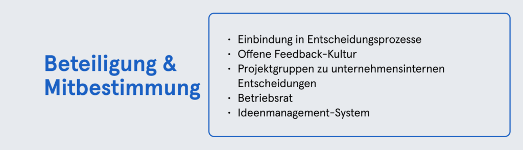 Infobox: Mitarbeiterbindung Maßnahmen - Beteiligung und Mitbestimmung