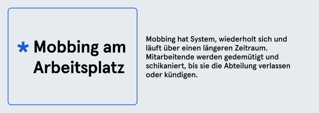 Infobox: Definition Mobbing am Arbeitsplatz