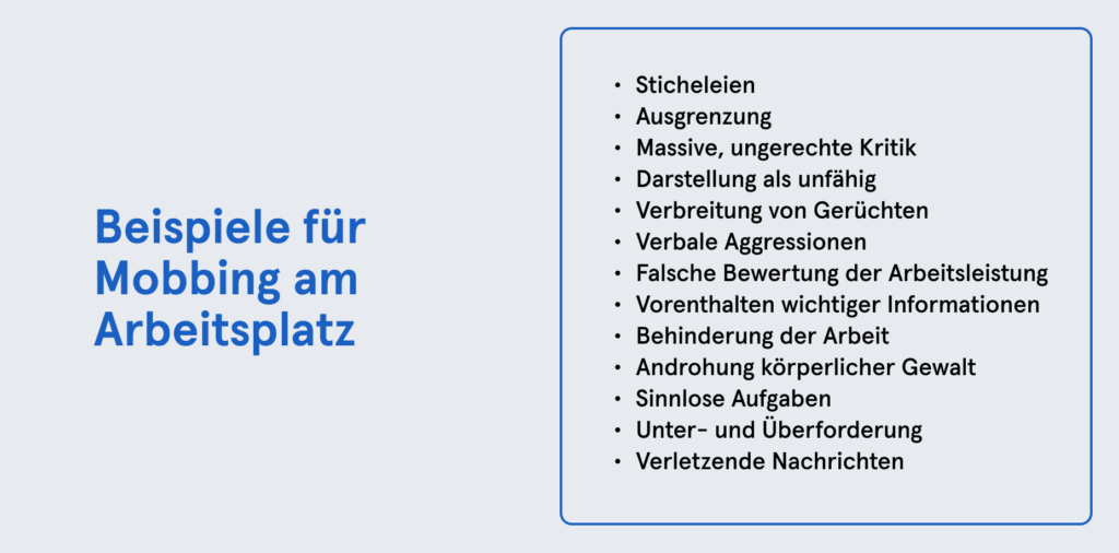 Infobox: Beispiele für Mobbing am Arbeitsplatz