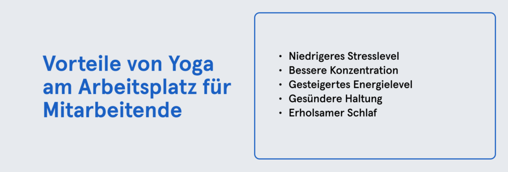 Infobox: Vorteile von Yoga am Arbeitsplatz für Mitarbeitende