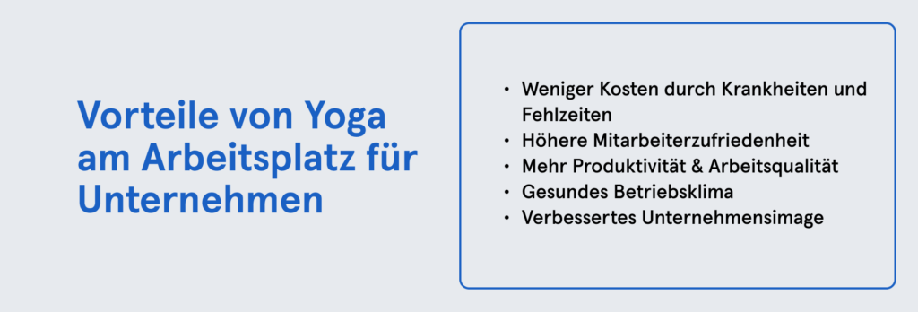 Infobox: Vorteile von Yoga am Arbeitsplatz für Unternehmen