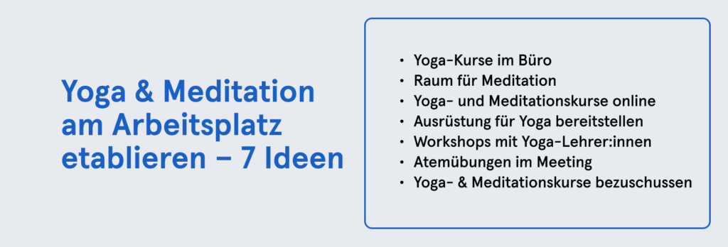 Infobox: 7 Ideen, um Yoga und Meditation am Arbeitsplatz zu etablieren