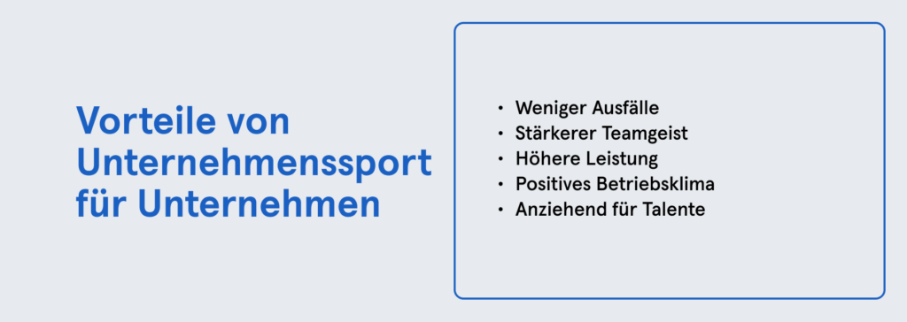 Infobox: Vorteile von Unternehmenssport für Unternehmen