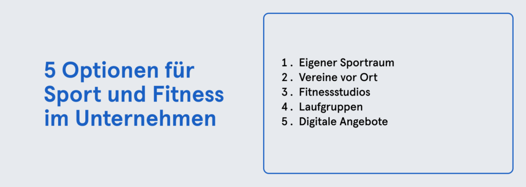 Infobox: 5 Optionen für Sport und Fitness für Unternehmen