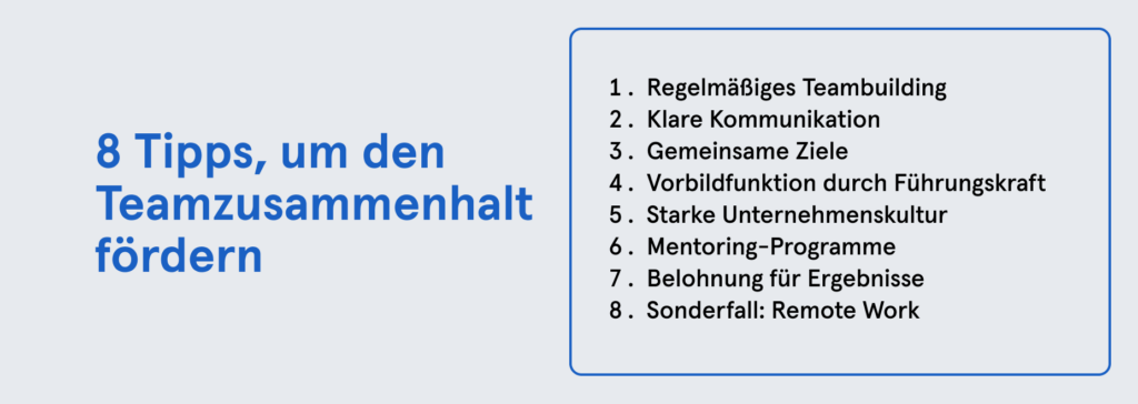 Infobox: 8 Tipps, die den Teamzusammenhalt stärken