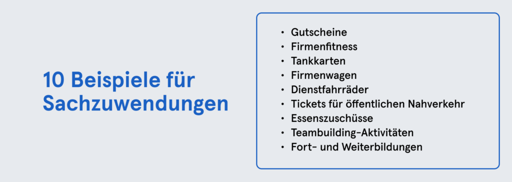 Infobox: 10 Beispiele für Sachzuwendungen an Arbeitnehmer:innen