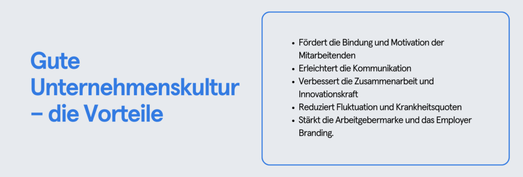 Infobox: Vorteile Unternehmenskultur