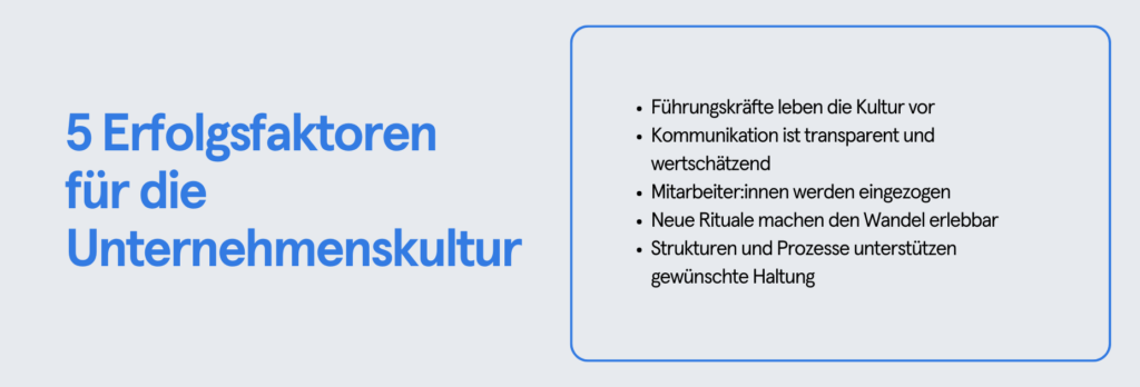 Infobox: 5 Erfolgsfaktoren für die Unternehmenskultur