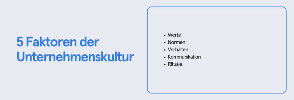 Infobox: 5 Faktoren der Unternehmenskultur