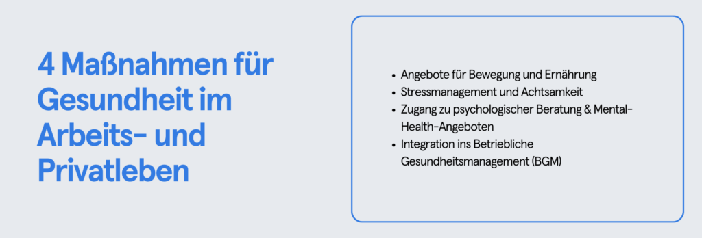 Infobox: Work-Life-Balance Maßnahmen – Gesundheit & Wohlbefinden